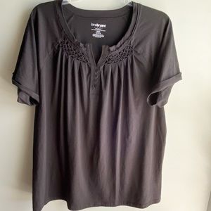 Lane Bryant /Black Short Sleeve Henley Tee - 22/24
